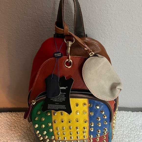 🤎💚❤️💙💛🩶AmeriLeather Borka Leather Backpack~ NWT - Picture 3 of 13